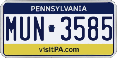 PA license plate MUN3585