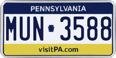 PA license plate MUN3588