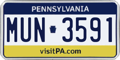 PA license plate MUN3591