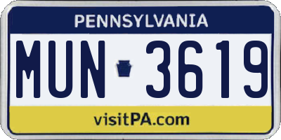 PA license plate MUN3619