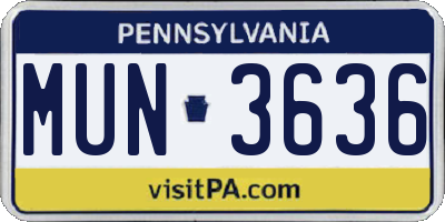 PA license plate MUN3636