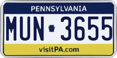PA license plate MUN3655