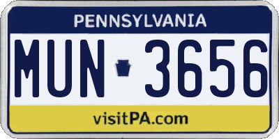PA license plate MUN3656