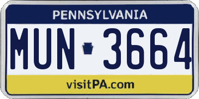 PA license plate MUN3664