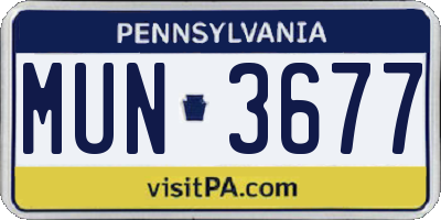 PA license plate MUN3677