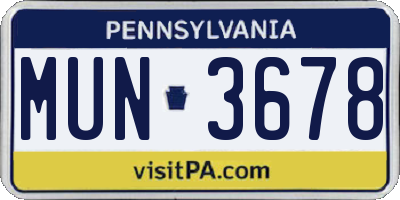 PA license plate MUN3678