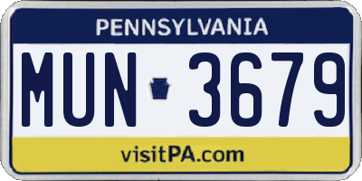 PA license plate MUN3679