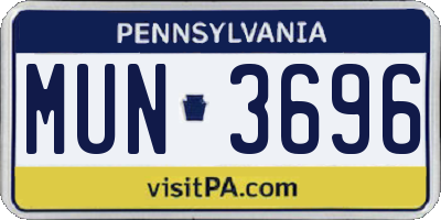 PA license plate MUN3696