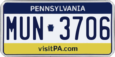 PA license plate MUN3706