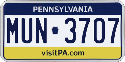 PA license plate MUN3707