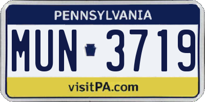 PA license plate MUN3719