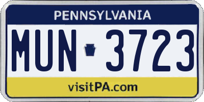 PA license plate MUN3723