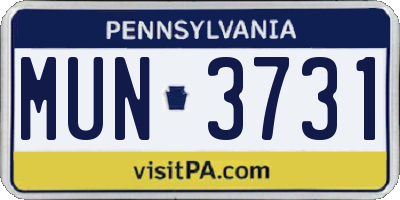 PA license plate MUN3731