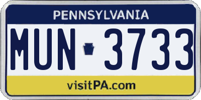 PA license plate MUN3733