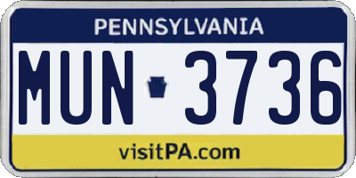 PA license plate MUN3736