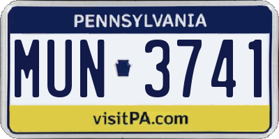 PA license plate MUN3741