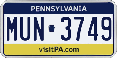 PA license plate MUN3749