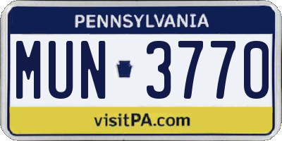 PA license plate MUN3770
