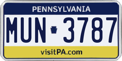 PA license plate MUN3787