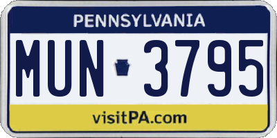 PA license plate MUN3795
