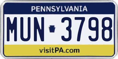 PA license plate MUN3798