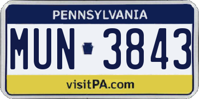 PA license plate MUN3843