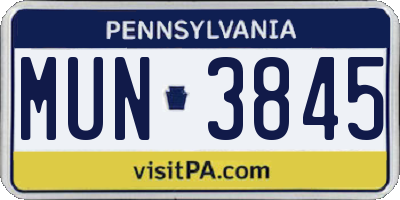 PA license plate MUN3845