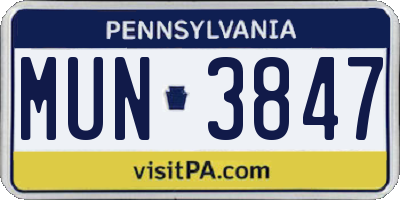 PA license plate MUN3847