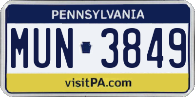 PA license plate MUN3849