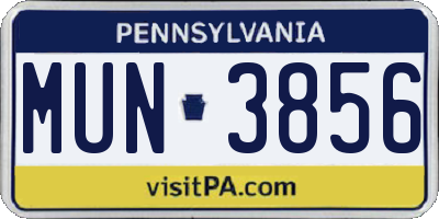 PA license plate MUN3856