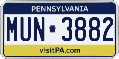 PA license plate MUN3882
