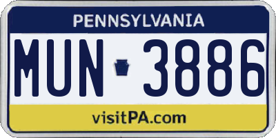 PA license plate MUN3886