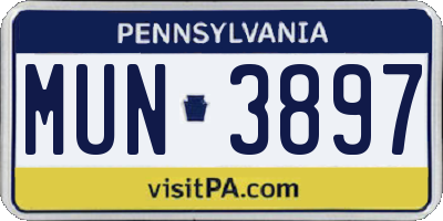 PA license plate MUN3897