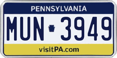 PA license plate MUN3949
