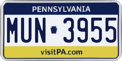 PA license plate MUN3955