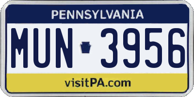 PA license plate MUN3956