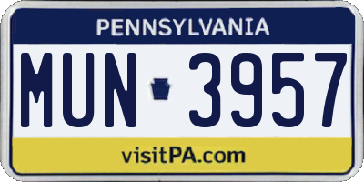 PA license plate MUN3957