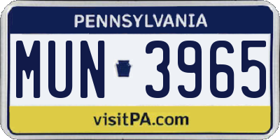 PA license plate MUN3965