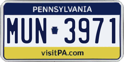 PA license plate MUN3971