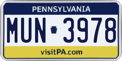 PA license plate MUN3978