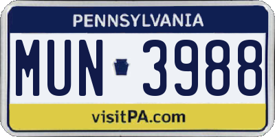 PA license plate MUN3988
