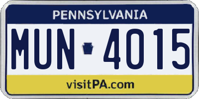 PA license plate MUN4015