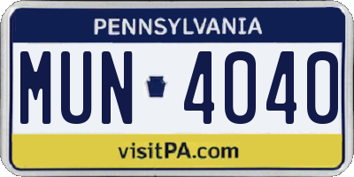 PA license plate MUN4040