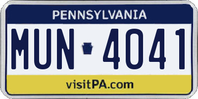 PA license plate MUN4041