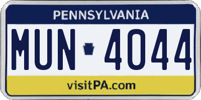 PA license plate MUN4044