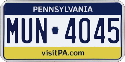 PA license plate MUN4045