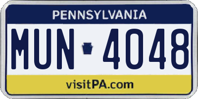 PA license plate MUN4048