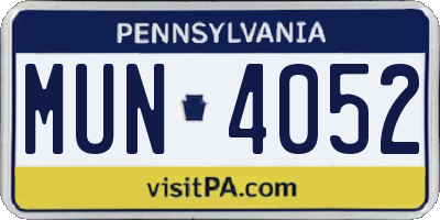 PA license plate MUN4052