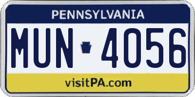PA license plate MUN4056