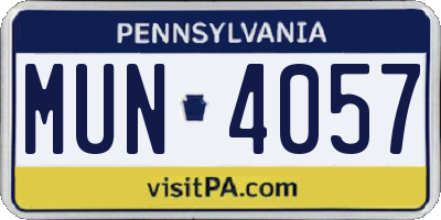 PA license plate MUN4057